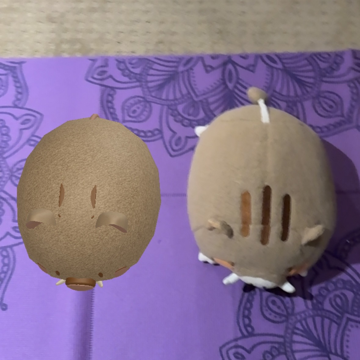 Putting the AR digital pig with the original toy pig in real life