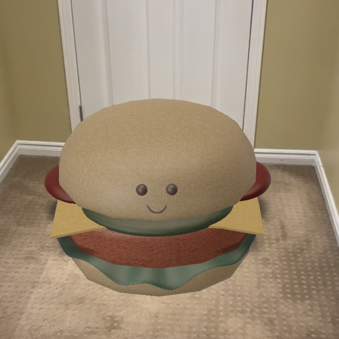 Adjust the size of the AR model to make a huge digital burger in front of the door