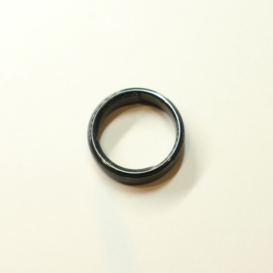 top view of a black standing ring