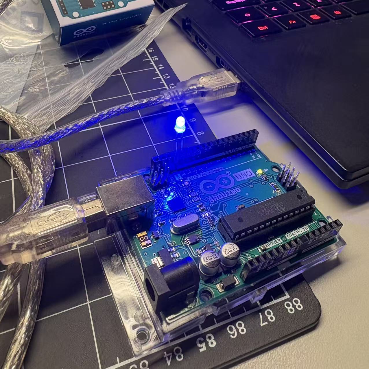 The matching LED lighted up.>